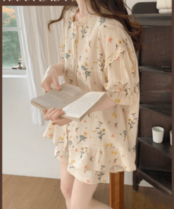 Bộ Đồ Ngủ Nữ Dáng Ngắn - Pyjama Đũi Xốp Mềm Cổ Tròn Họa Tiết Dễ Thương Mặc Nhà PJ579 12