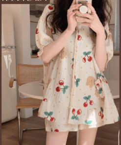Bộ Đồ Ngủ Nữ Dáng Ngắn - Pyjama Đũi Xốp Mềm Cổ Tròn Họa Tiết Dễ Thương Mặc Nhà PJ579 11