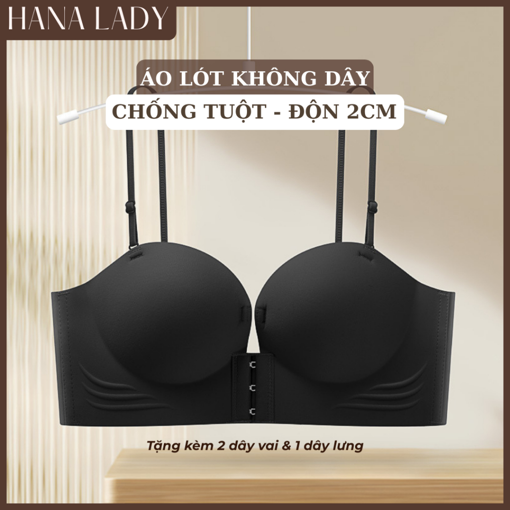 Áo Ngực Su Chống Tuột Không Dây Cài Trước Mút Dày 2CM - Áo Lót Cúp Ngang Kèm Dây Vai Nâng Độn Tạo Khe AL033 18