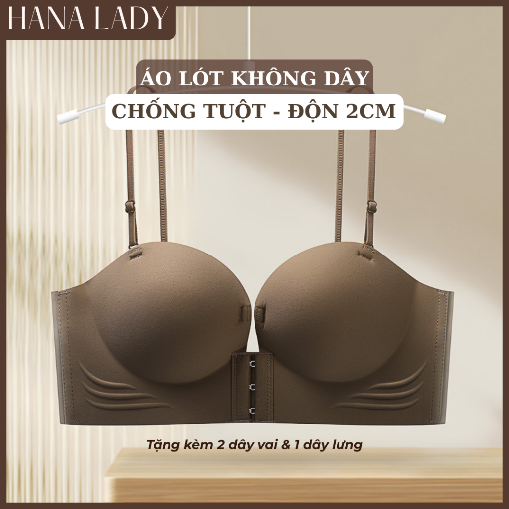 Áo Ngực Su Chống Tuột Không Dây Cài Trước Mút Dày 2CM - Áo Lót Cúp Ngang Kèm Dây Vai Nâng Độn Tạo Khe AL033 19