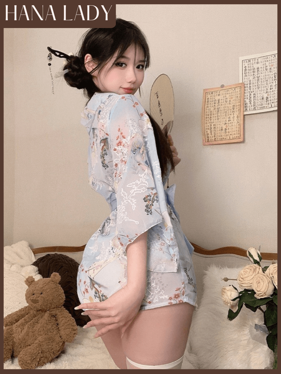 主图-03 Đồ Ngủ Cosplay - Set Đồ Ngủ Kimono Hoa Anh Đào Dễ Thương Ngọt Ngào CP335 4