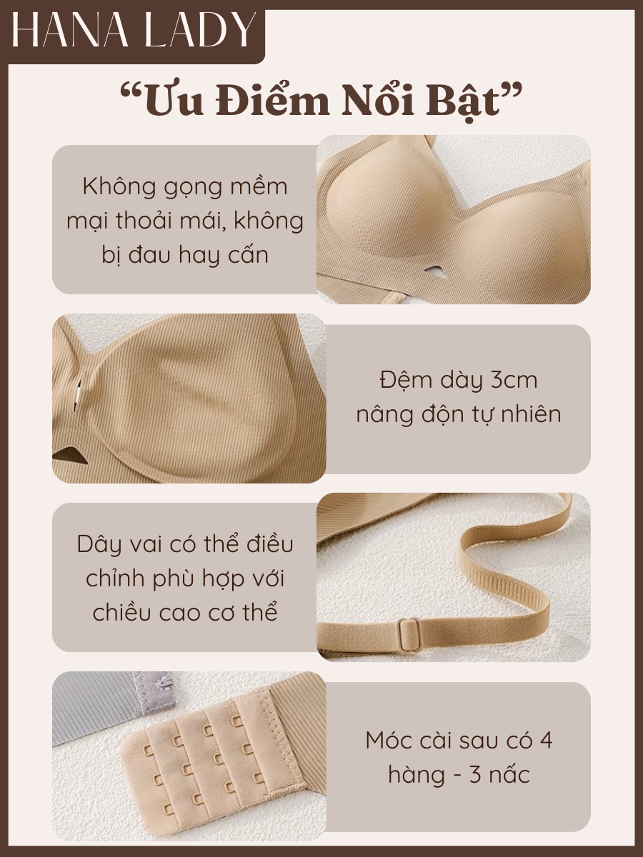 详情-06 Áo Ngực Nữ - Áo Bra Su Mềm Mỏng Không Gọng Mút Dày 3CM Không Lộ Viền Gom Quả Chống Xệ AL032 4