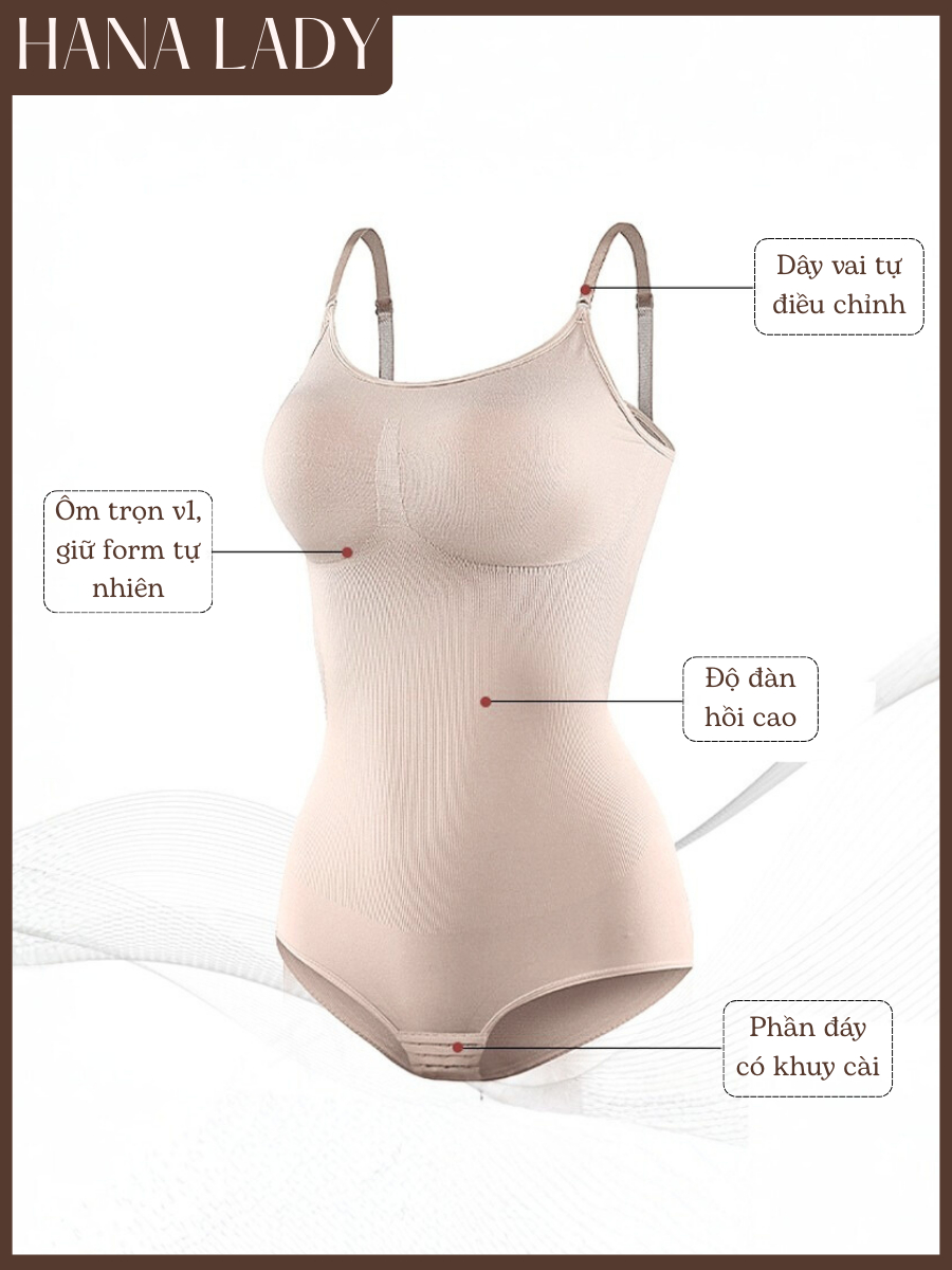 Áo Bodysuit Định Hình 2 Dây Cổ Tròn Chất Thun Gân Mềm Mại - Đồ Định Hình Tôn Dáng Tạo Thắt Eo SH02 14