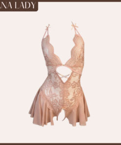 Bodysuit Ren - Đồ Ngủ Ren Mỏng Đan Dây Hở Lưng Phối Tà Xòe VN681 8