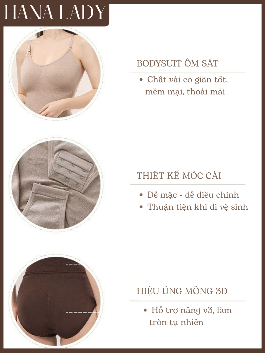 Áo Bodysuit Định Hình 2 Dây Cổ Tròn Chất Thun Gân Mềm Mại - Đồ Định Hình Tôn Dáng Tạo Thắt Eo SH02 15