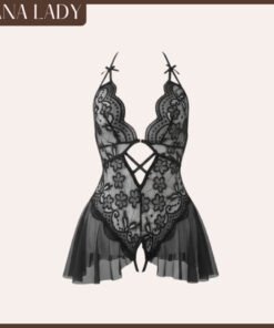 Bodysuit Ren - Đồ Ngủ Ren Mỏng Đan Dây Hở Lưng Phối Tà Xòe VN681 7