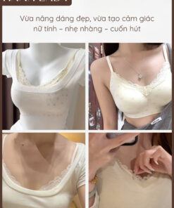 Áo Lót Nữ Không Gọng - Áo Bra Chất Su Thạch Thoáng Khí Họa Tiết Hoa Nhí Phối Ren Không Lộ Viền HanaLady - AL035 12