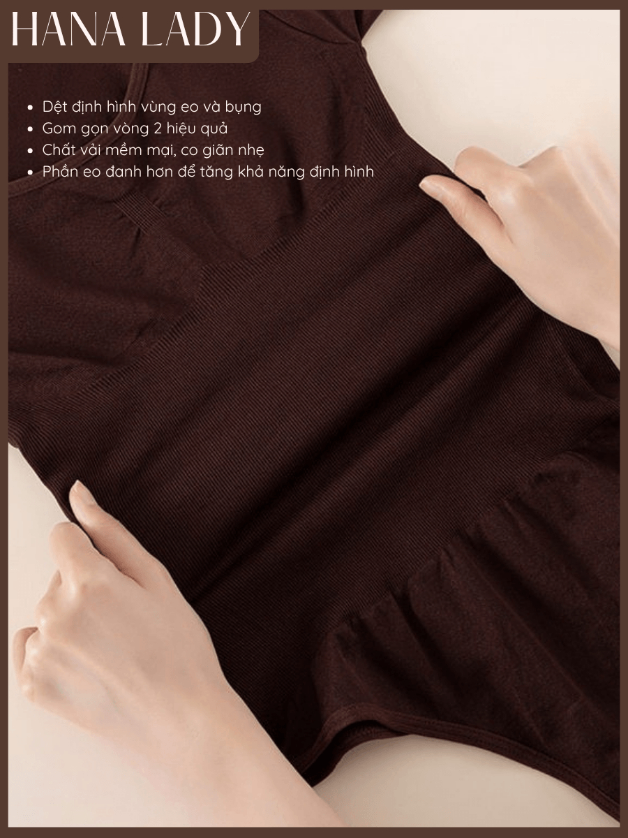 Bodysuit Định Hình Tay Ngắn Tạo Thắt Eo Ôm Dáng, Cổ Chữ U Tôn Vòng 1, Co Giãn 4 Chiều Cao Cấp HanaLady - SH07 12