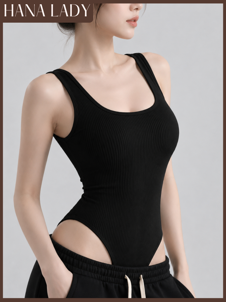 详情-09-详情-09 Bodysuit Định Hình HANA LADY Dệt Gân Co Giãn Tạo Thắt Eo, Cổ U Tôn Vòng 1 Có Cài Đáy Tiện Lợi - SH06 3