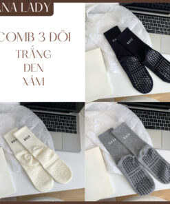 Tất Vớ Chống Trượt Cổ Cao Tập Yoga Pilates - Tất Thể Thao Đế Cao Su Chống Trơn Nhiều Màu Thoáng Khí HanaLady TV063 7