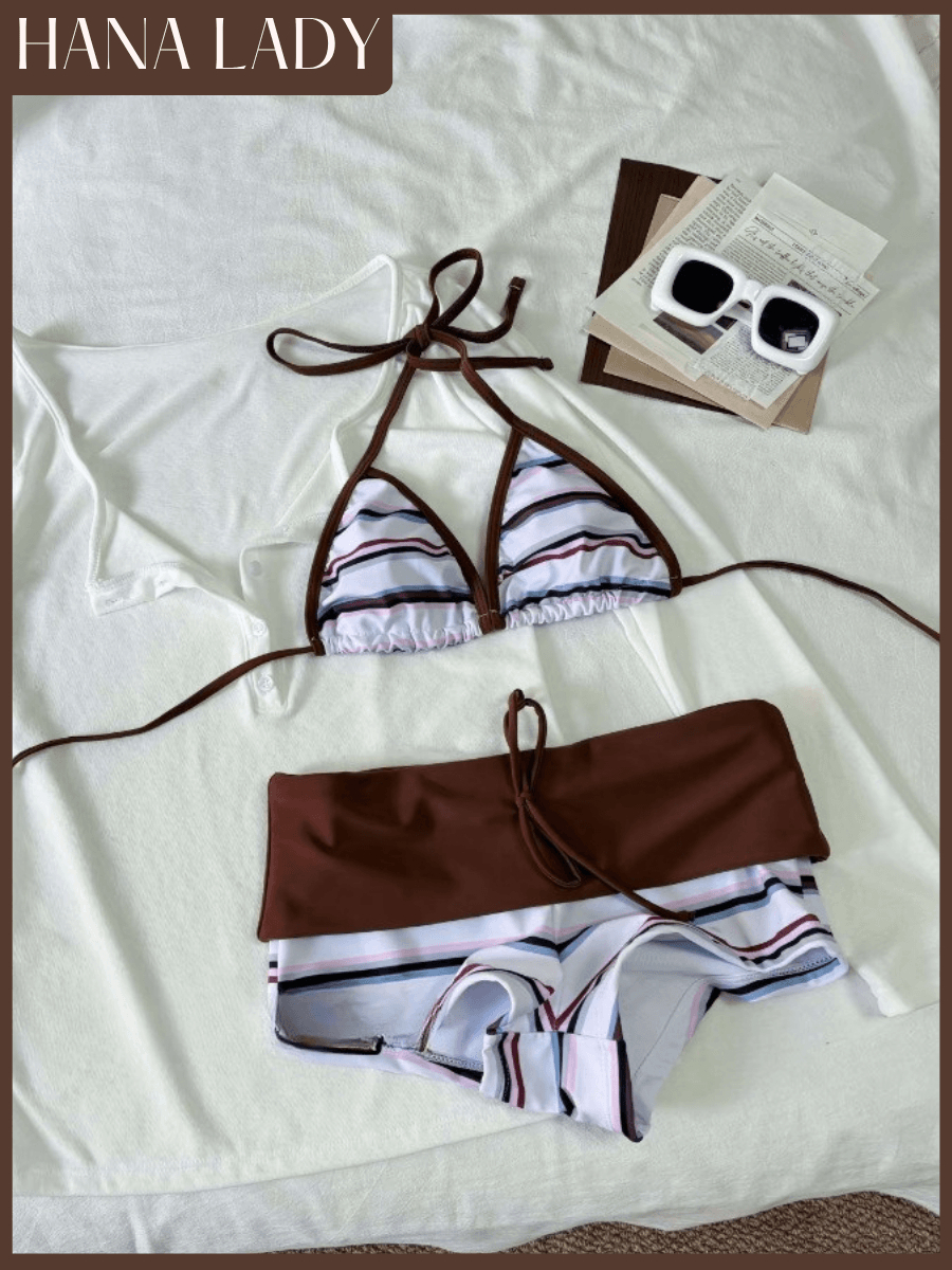Bikini 2 Mảnh Đi Biển Quần Cạp Thấp, Set Đồ Bơi Họa Tiết Kẻ Sọc Ngang Tone Nâu Retro HanaLady - BN181 10 Bikini 2 Mảnh Đi Biển Quần Cạp Thấp, Set Đồ Bơi Họa Tiết Kẻ Sọc Ngang Tone Nâu Retro HanaLady - BN181 18
