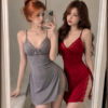 Đầm Ngủ Thun 2 Dây, Váy Ngủ Mặc Nhà Cotton Phối Viền Ren Xẻ Tà Tôn Dáng HanaLady - VN692 1 Đầm Ngủ Thun 2 Dây, Váy Ngủ Mặc Nhà Cotton Phối Viền Ren Xẻ Tà Tôn Dáng HanaLady - VN692 1