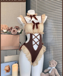 Bộ Ngủ Bodysuit Nâu Be, Set Đồ Ngủ Cosplay Đan Dây Phối Ren Nơ Dễ Thương HanaLady - CP340 3 Bộ Ngủ Bodysuit Nâu Be, Set Đồ Ngủ Cosplay Đan Dây Phối Ren Nơ Dễ Thương HanaLady - CP340 6