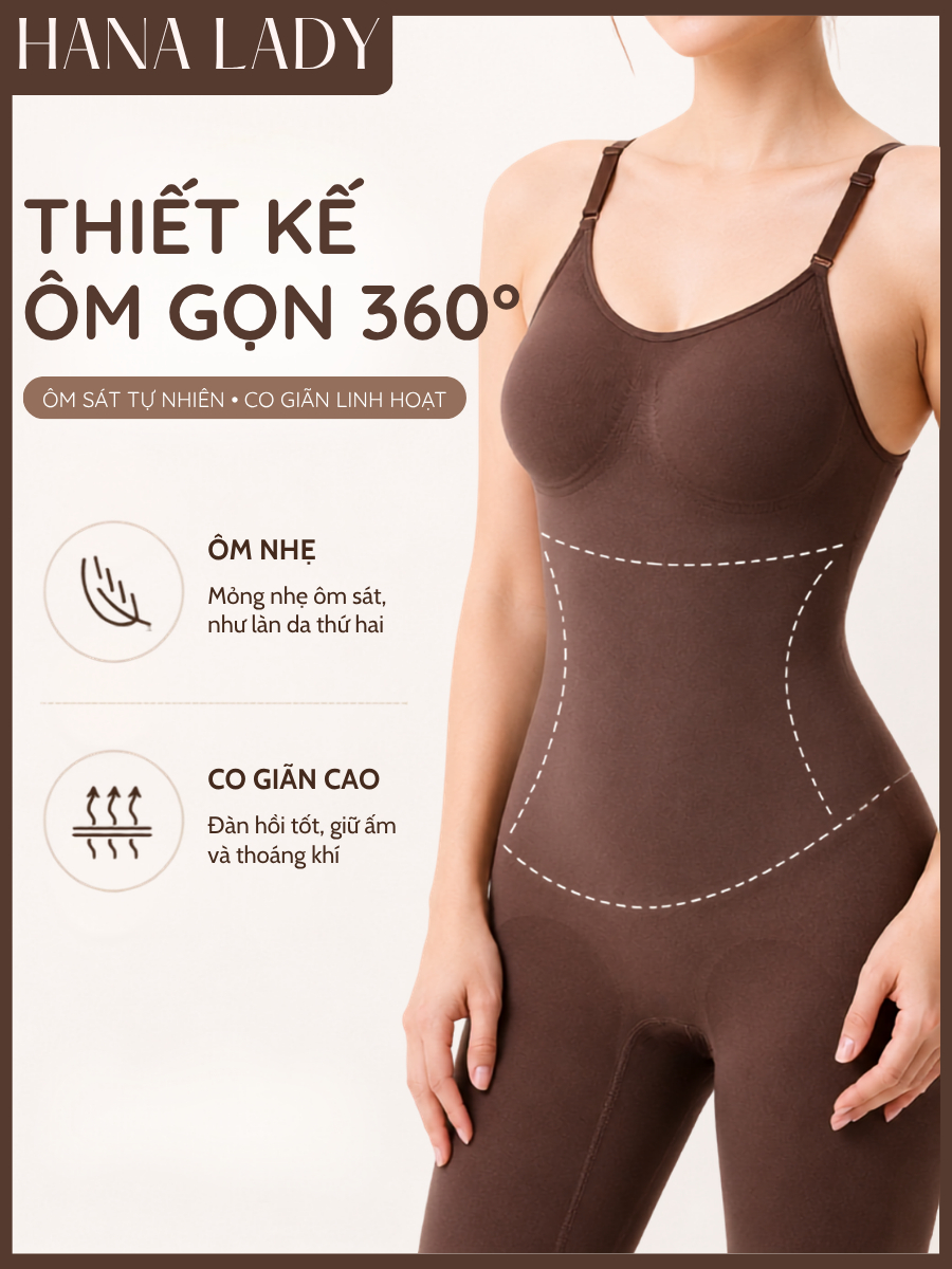 Bodysuit 2 Dây Gen Bụng Ôm Sát Tôn Dáng HanaLady - Jumpsuit Shapewear Nữ Co Giãn Thoáng Khí SH09 16