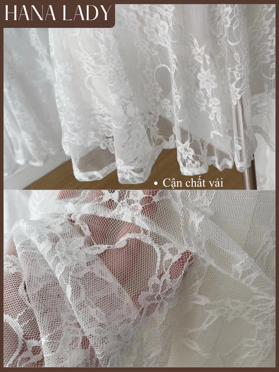Váy Ngủ Ren, Đầm Ngủ Ren Mỏng Cổ Yếm Dáng Xòe Mặc Nhà HanaLady - VN616 14