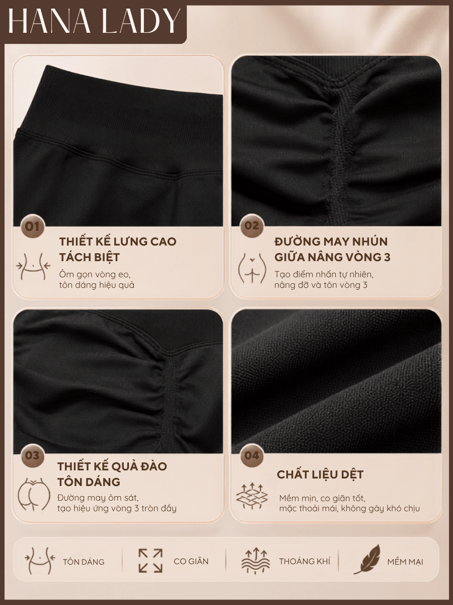 Quần Short Fitness Nữ, Quần Đùi Thể Thao Nữ Ôm Sát Tôn Dáng Co Giãn Mặc Gym Yoga Chạy Bộ HanaLady - QG05 16