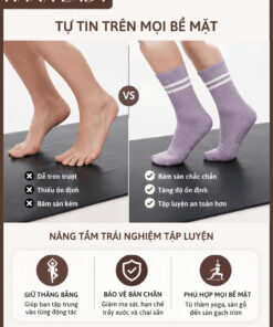 Tất Vớ Thể Thao Chống Trượt HANALADY, Tất Chống Trơn Nam Nữ Hai Sọc Cổ Cao Tập Yoga Pilates Gym Co Giãn Thoáng Mát TV064 8 Tất Vớ Thể Thao Chống Trượt HANALADY, Tất Chống Trơn Nam Nữ Hai Sọc Cổ Cao Tập Yoga Pilates Gym Co Giãn Thoáng Mát TV064 15