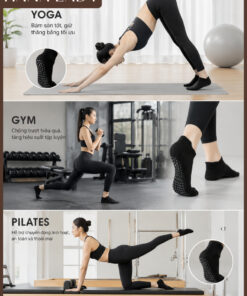 Tất Vớ Yoga Chống Trượt Cổ Thấp HANALADY, Tất Yoga Pilates Gym Chống Trơn Cotton Co Giãn Thoáng Khí TV065 10